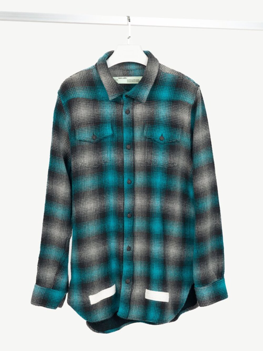 Off-White KK Flannel Blue Cotton & Wool Plaid Buttoned Shirt